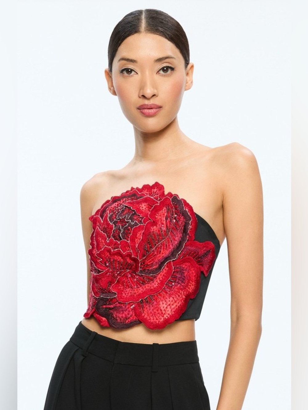 Alice + Olivia Randie Crystal Floral Appliqué Top 12